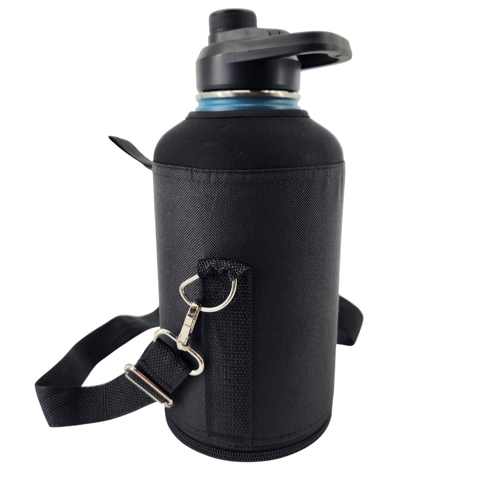 Raymylo Stainless Steel Insulated Water Bottle Black 64oz with Carrying Pouch